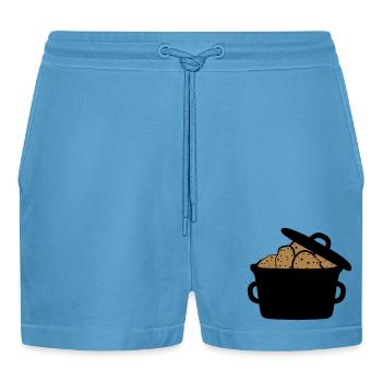 kochtopf topf viele haufen design kartoffel essen - Organic Relaxed Cropped Shorts Made in EU -  Sol Blue - Vorne
