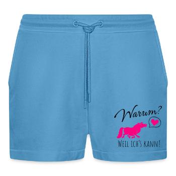 Warum? Weil ich's kann! - Organic Relaxed Cropped Shorts Made in EU -  Sol Blue - Vorne