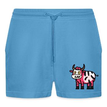 Cow Halloween Animal - Organic Relaxed Cropped Shorts Made in EU -  Sol Blue - Front