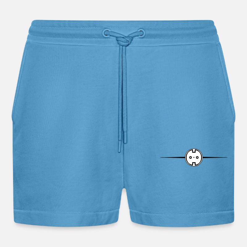Socket Element Symbol - Organic Relaxed Cropped Shorts Made in EU - Sol Blue