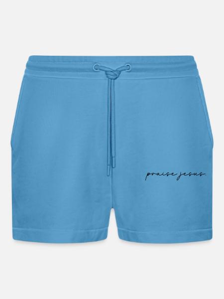 praise jesus - Organic Relaxed Cropped Shorts Made in EU - Sol Blue