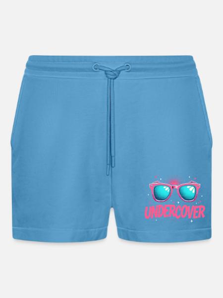 Undercover Speech - Sunglasses Design - Organic Relaxed Cropped Shorts Made in EU -  Sol Blue
