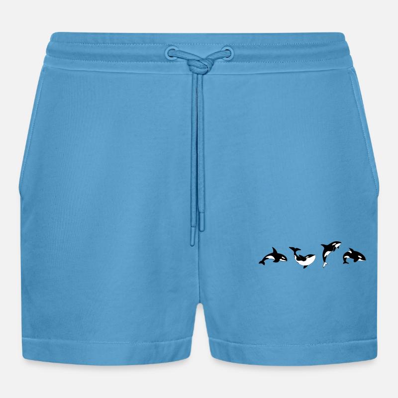 Orca Positions - Geschenkidee - Organic Relaxed Cropped Shorts Made in EU - Sol Blue