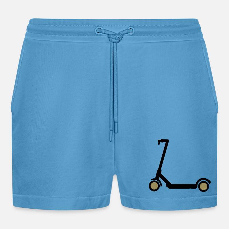 E-Scooter Eroller Comicdesign Geschenkidee - Organic Relaxed Cropped Shorts Made in EU -  Sol Blue