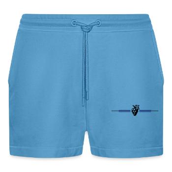 Weintrauben Symbol - Organic Relaxed Cropped Shorts Made in EU -  Sol Blue - Vorne