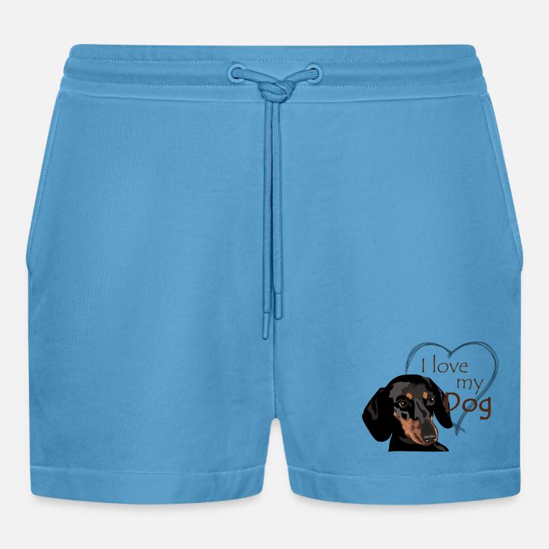 Dackel – Ich liebe Hunde - Organic Relaxed Cropped Shorts Made in EU - Sol Blue