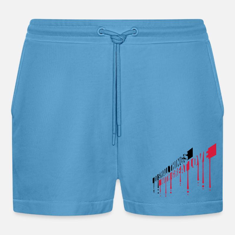 Zitat do small things - Organic Relaxed Cropped Shorts Made in EU -  Sol Blue