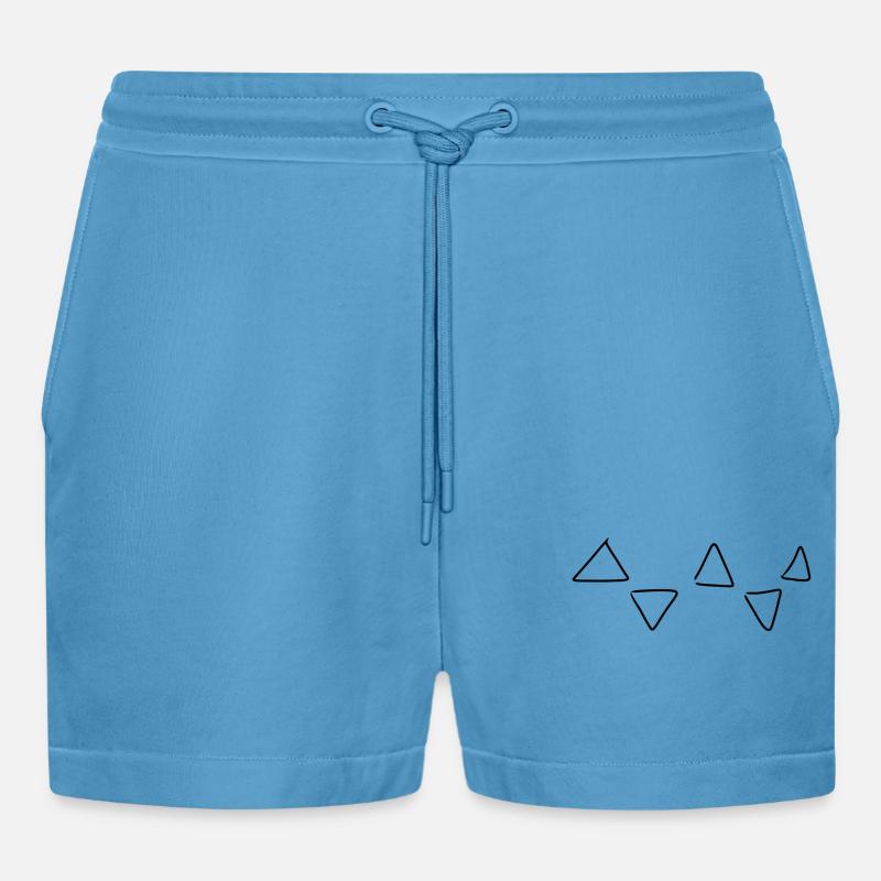 Triangular pattern - Organic Relaxed Cropped Shorts Made in EU -  Sol Blue