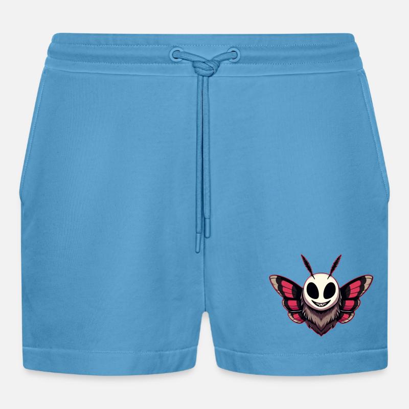 Böse Motte - Mothman Cryptid - Organic Relaxed Cropped Shorts Made in EU - Sol Blue