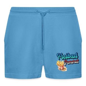 Freibad Pommes - Organic Relaxed Cropped Shorts Made in EU -  Sol Blue - Vorne
