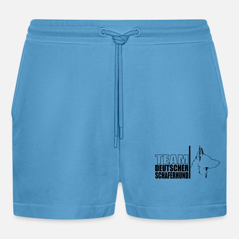 TEAM Deutscher Schäferhund Hunde Wilsigns - Organic Relaxed Cropped Shorts Made in EU -  Sol Blue