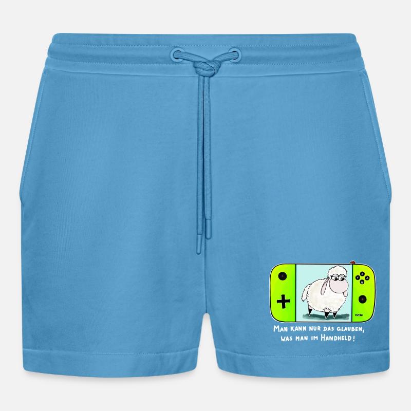 Wolly Sheepling der Handheld - Organic Relaxed Cropped Shorts Made in EU -  Sol Blue
