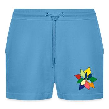 Bunter Blumenstrauß - Organic Relaxed Cropped Shorts Made in EU -  Sol Blue - Vorne