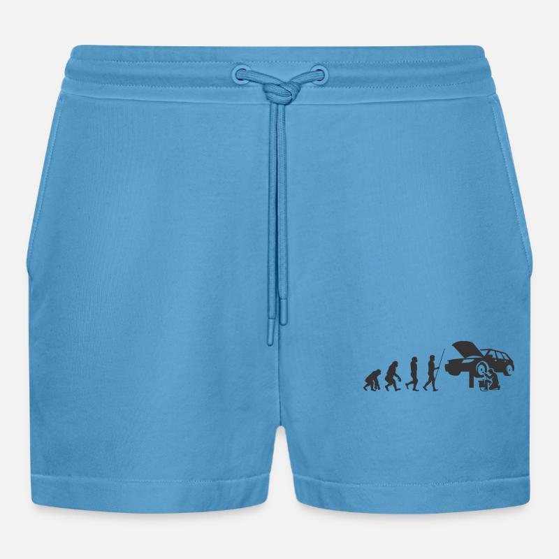 Evolution KfZ-Mechaniker Handwerker - Organic Relaxed Cropped Shorts Made in EU -  Sol Blue