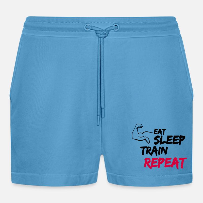 Manger Dormir Train Répéter - Short bio décontracté court fabriqué en UE -  Sol Blue