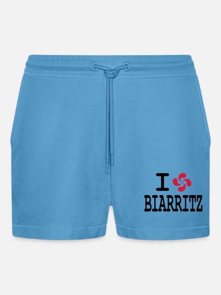 i love biarritz - lauburu - Organic Relaxed Cropped Shorts Made in EU - Sol Blue