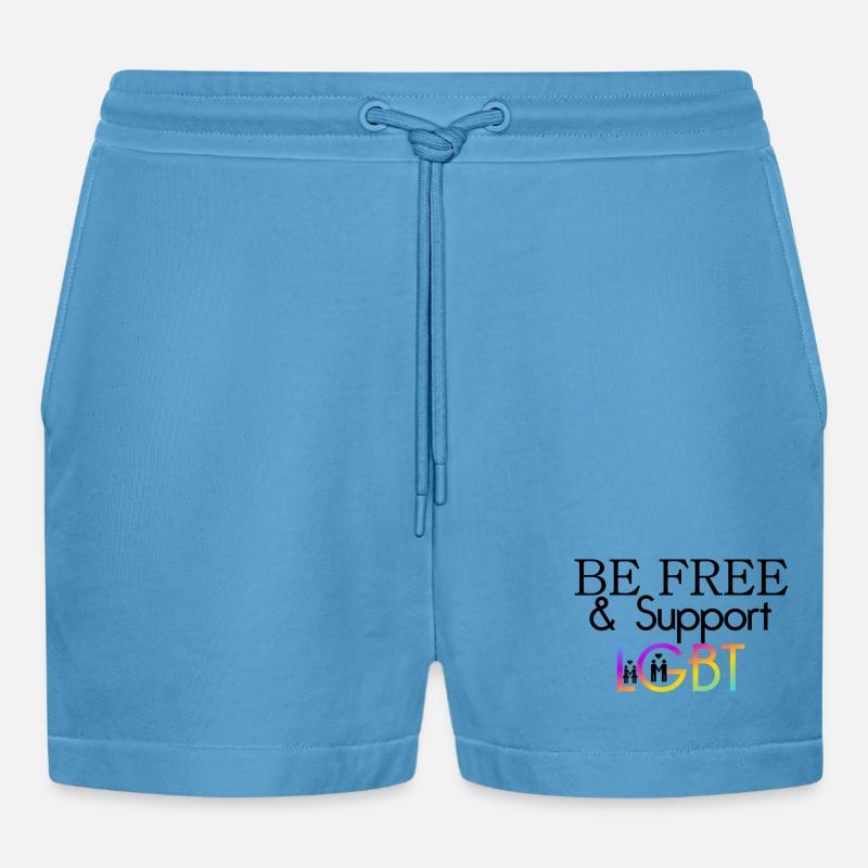 Be Free & Support LGBT Geschenk - Organic Relaxed Cropped Shorts Made in EU -  Sol Blue
