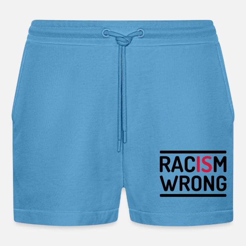 Racism Is Wrong Statement - Organic Relaxed Cropped Shorts Made in EU -  Sol Blue