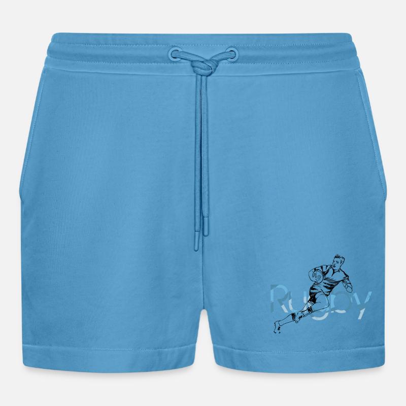 rugby - Organic Relaxed Cropped Shorts Made in EU -  Sol Blue