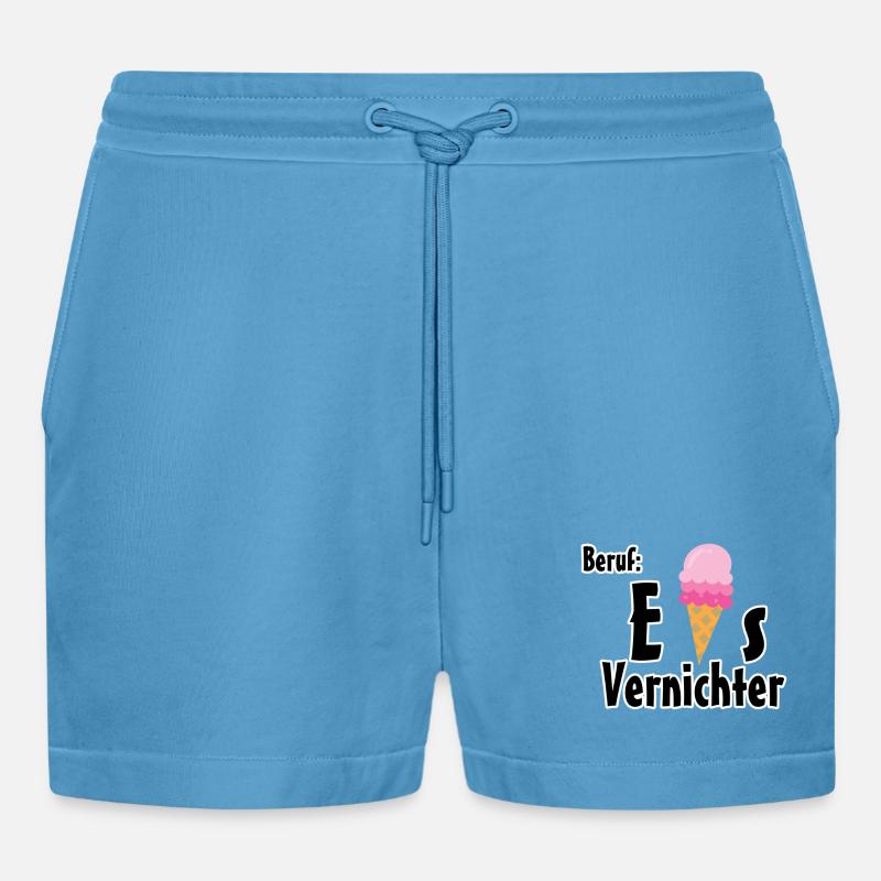 Beruf - Eisvernichter Geschenk Eis Sommer - Organic Relaxed Cropped Shorts Made in EU -  Sol Blue