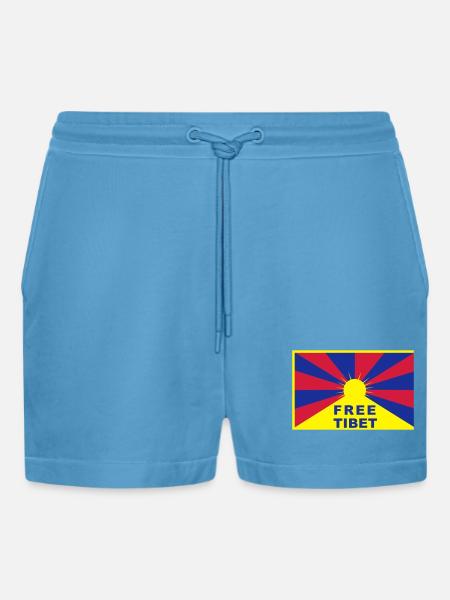 Free Tibet - Organic Relaxed Cropped Shorts Made in EU -  Sol Blue