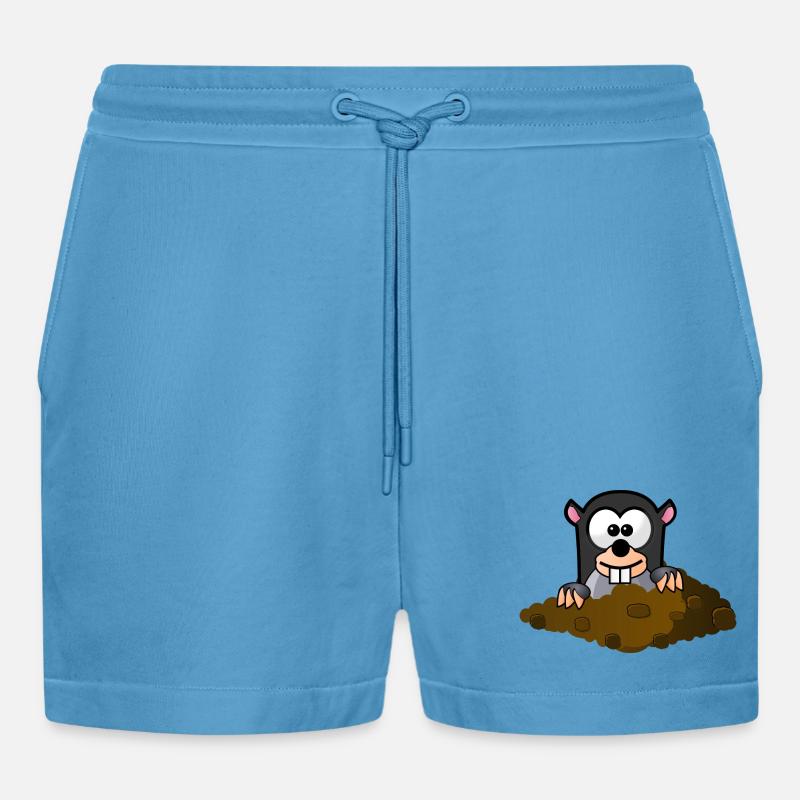 Molecule comic style - Organic Relaxed Cropped Shorts Made in EU - Sol Blue