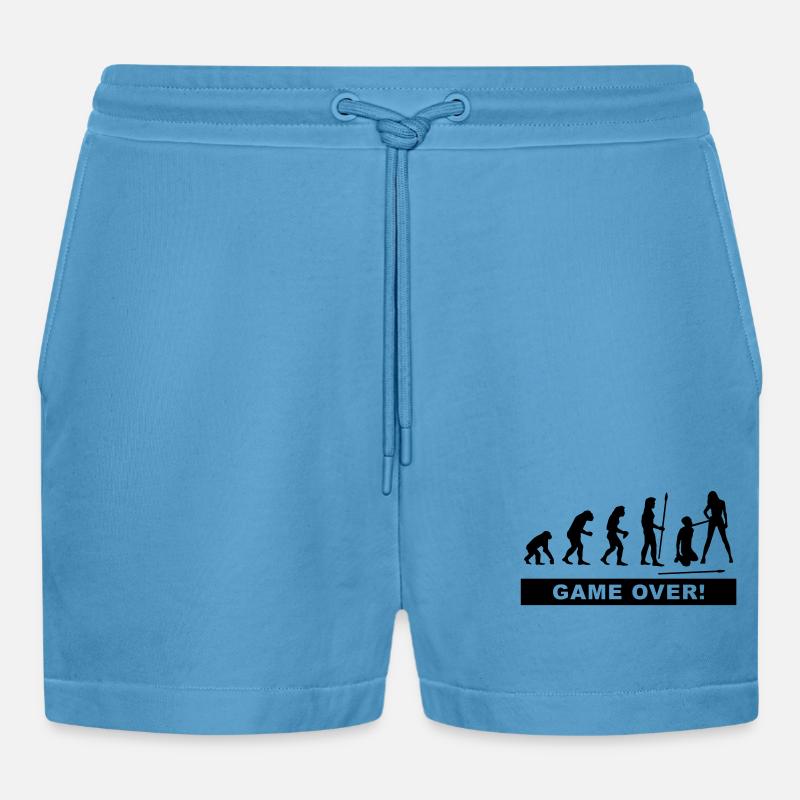 evolution_wedding2 - Organic Relaxed Cropped Shorts Made in EU -  Sol Blue