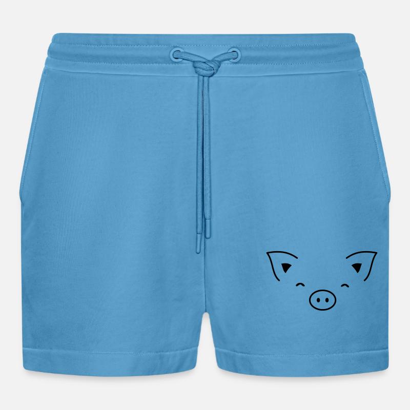 Pig piglet sow - Organic Relaxed Cropped Shorts Made in EU -  Sol Blue