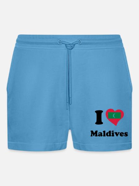 I love Maldives - Io amo Maldive - Pantaloncini corti ecologici casual Made in UE -  Sol Blue