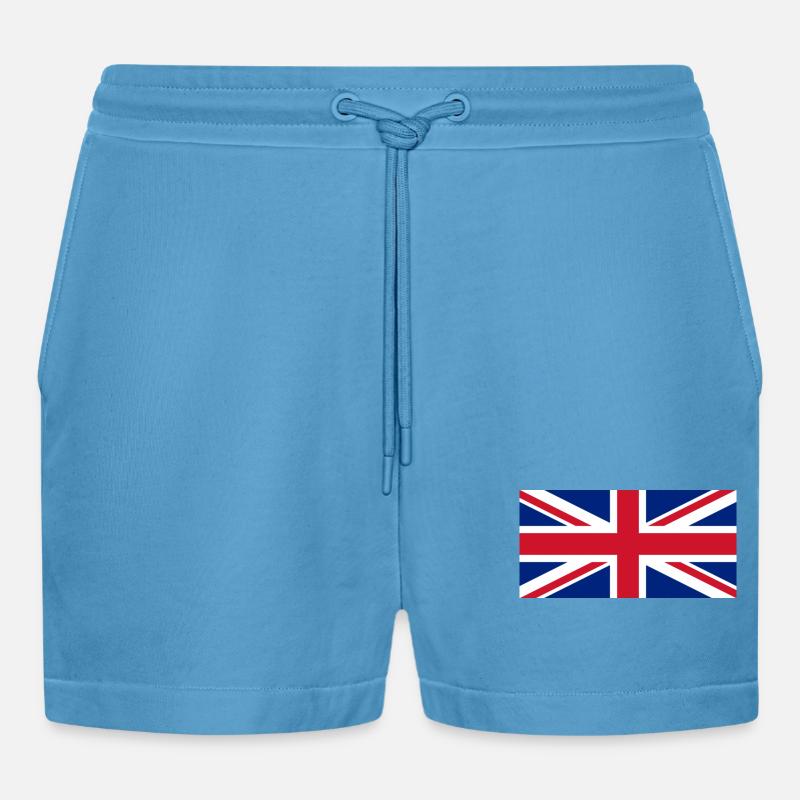 Union Jack - Organic Relaxed Cropped Shorts Made in EU -  Sol Blue