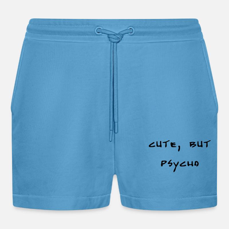 cute, but psycho - Organic Relaxed Cropped Shorts Made in EU -  Sol Blue