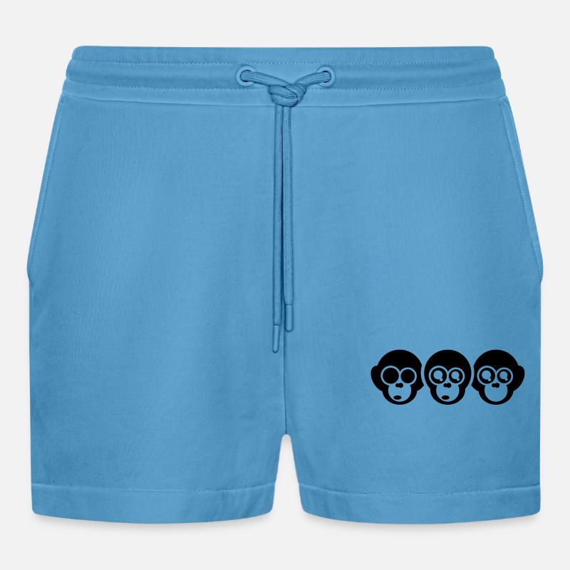 die drei affen - Organic Relaxed Cropped Shorts Made in EU -  Sol Blue
