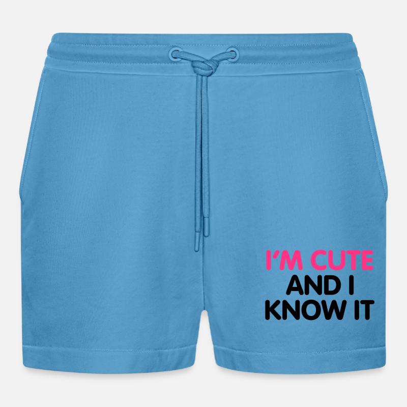 I'm cute and i know it - Organic Relaxed Cropped Shorts Made in EU - Sol Blue