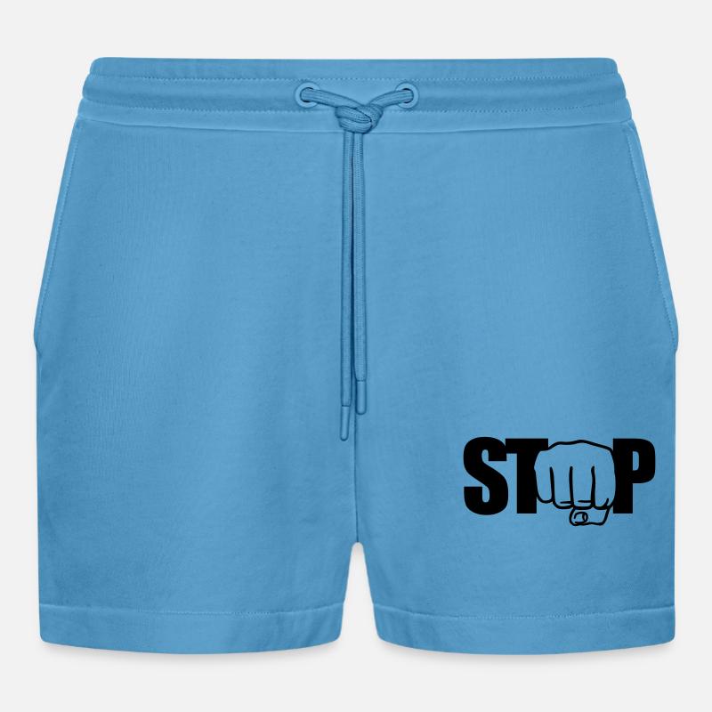 Stop Faust - Organic Relaxed Cropped Shorts Made in EU -  Sol Blue