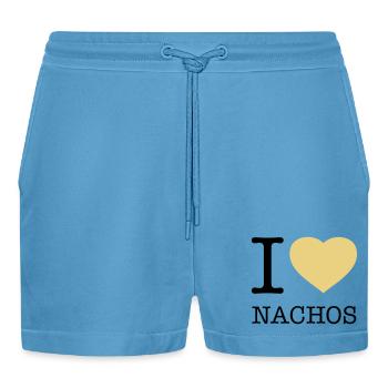 I LOVE NACHOS - Organic Relaxed Cropped Shorts Made in EU -  Sol Blue - Front
