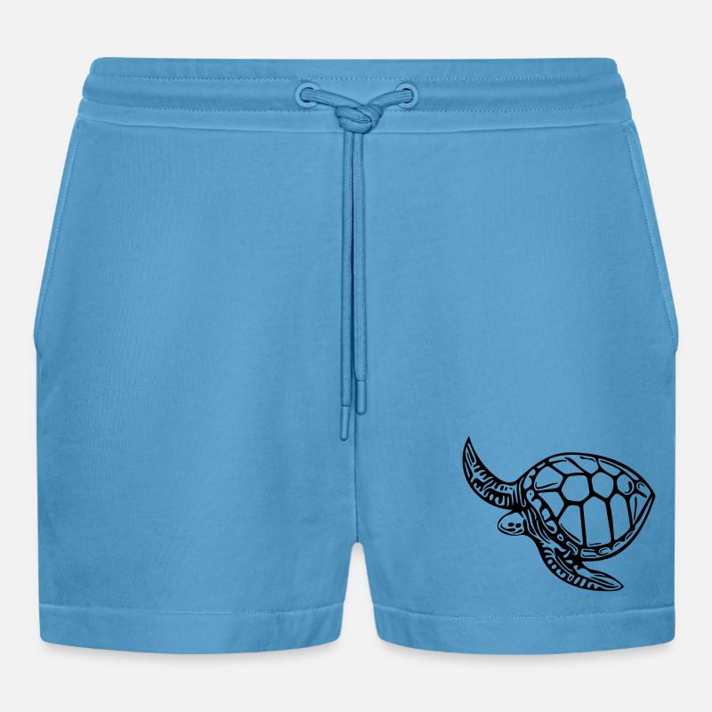 Schildkröte - Organic Relaxed Cropped Shorts Made in EU -  Sol Blue