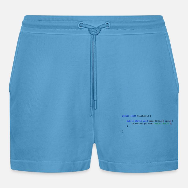 Bonjour tout le monde en Java - Short bio décontracté court fabriqué en UE - Sol Blue