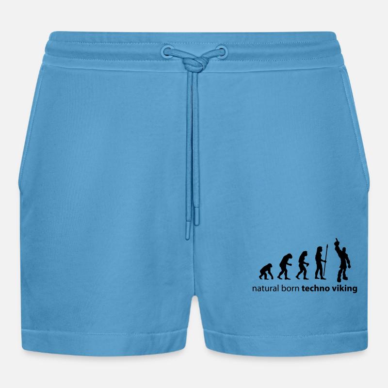 evolution_techno_viking - Organic Relaxed Cropped Shorts Made in EU -  Sol Blue