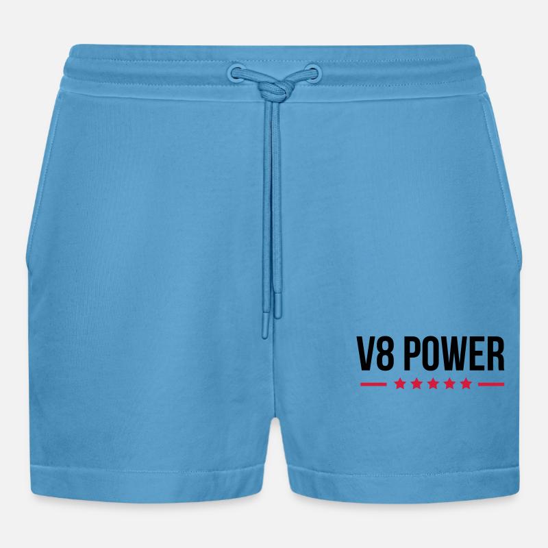V8 Power - Organic Relaxed Cropped Shorts Made in EU - Sol Blue