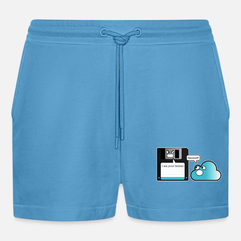 Diskette Cloud Speicher Vater Computer Witz - Organic Relaxed Cropped Shorts Made in EU - Sol Blue
