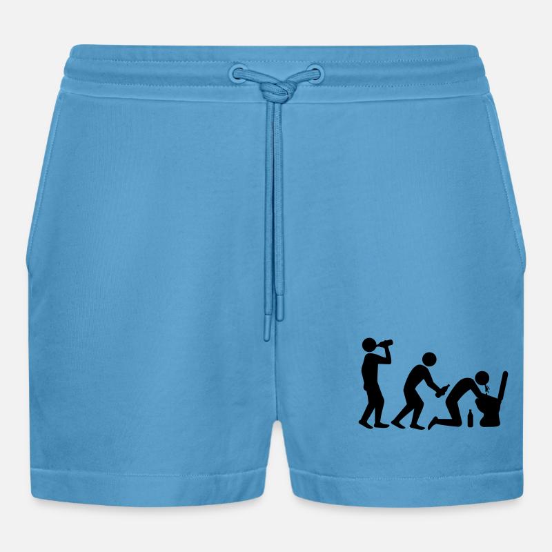 Drunken Evolution - Organic Relaxed Cropped Shorts Made in EU -  Sol Blue