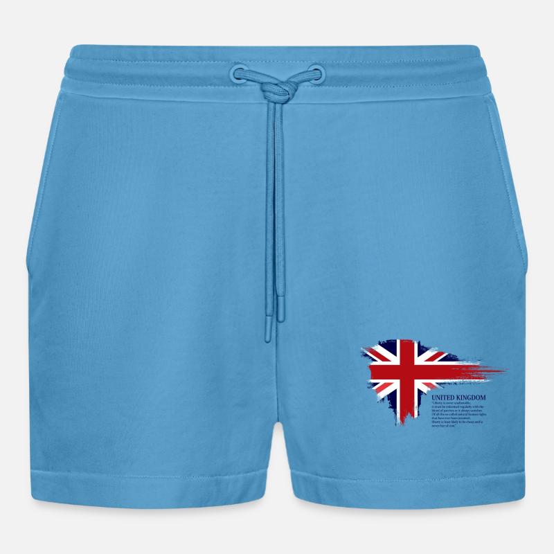 Brushstroke Union Jack Flag - Organic Relaxed Cropped Shorts Made in EU -  Sol Blue