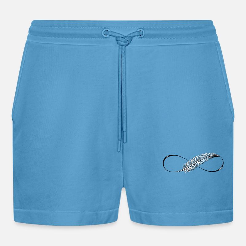 Cute Lines Infinity Feder - Organic Relaxed Cropped Shorts Made in EU -  Sol Blue