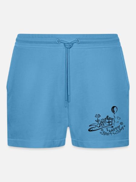 Happy Birthday motif, Congratulations - Organic Relaxed Cropped Shorts Made in EU - Sol Blue