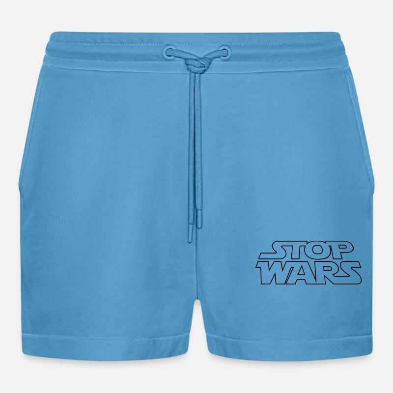 Kriegsgegner Stop Wars - Organic Relaxed Cropped Shorts Made in EU -  Sol Blue