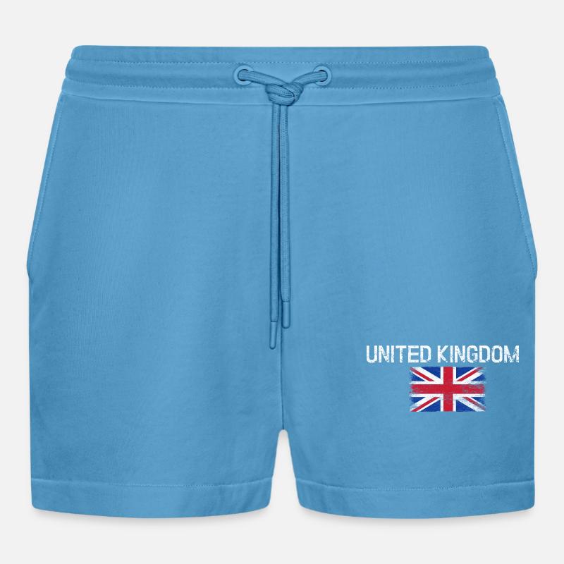 Impression du drapeau vieilli du Royaume-Uni - Short bio décontracté court fabriqué en UE - Sol Blue