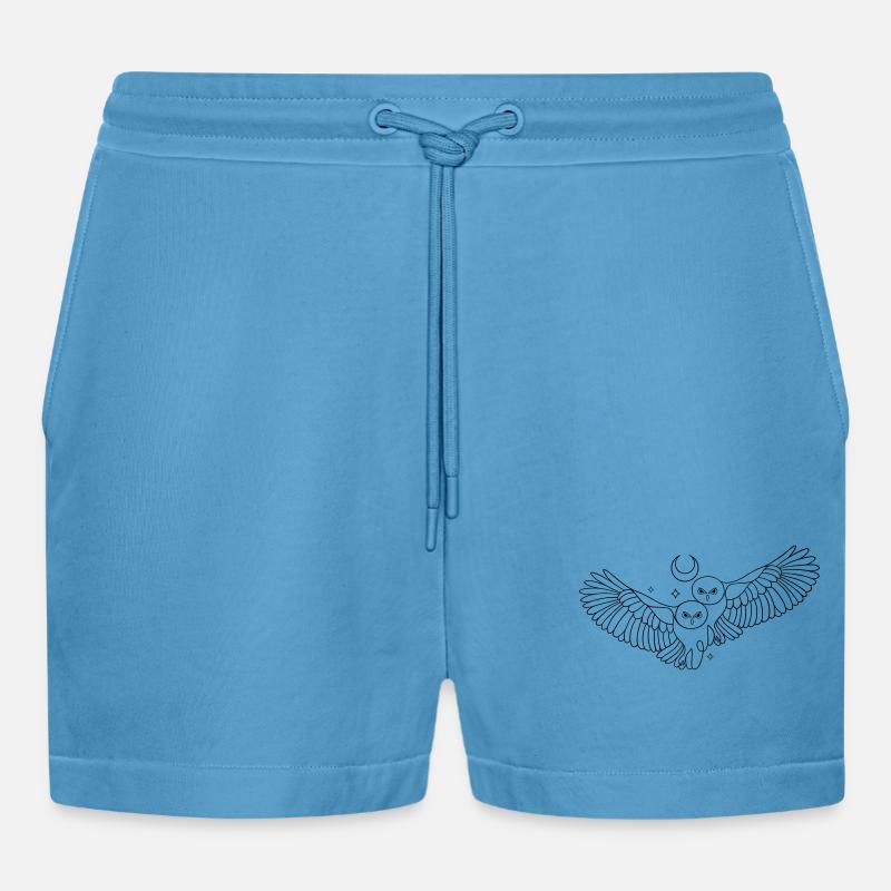 Eule Eulen Mond Liebe Infinity - Organic Relaxed Cropped Shorts Made in EU -  Sol Blue