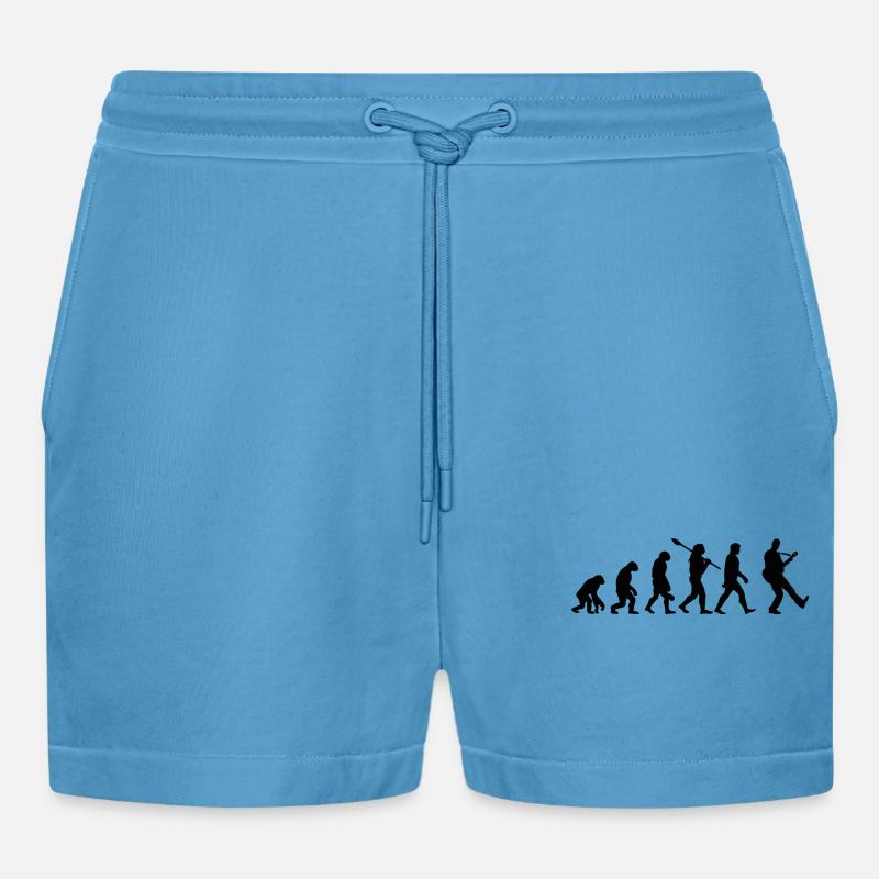Evolutionary guitar - Organic Relaxed Cropped Shorts Made in EU -  Sol Blue