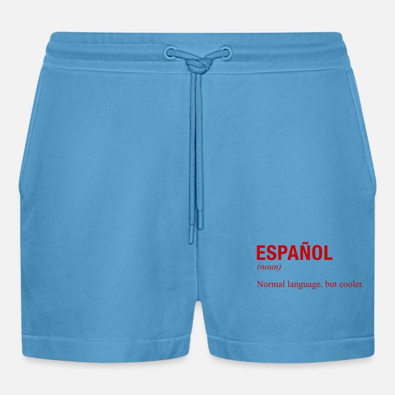 SPANISH Language Spanische Sprache Espanol Spanien - Organic Relaxed Cropped Shorts Made in EU -  Sol Blue