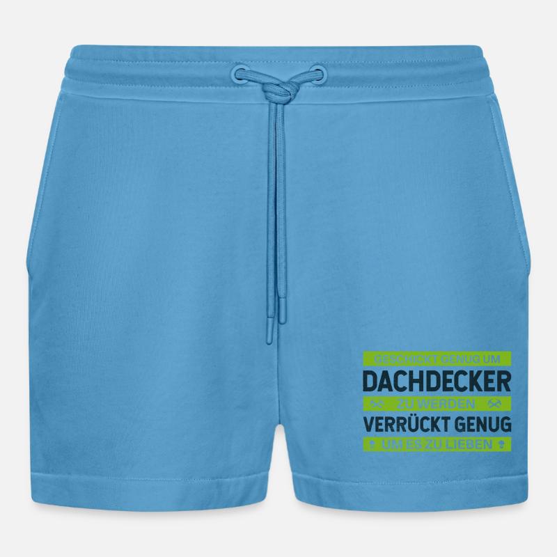 Geschickt & Verrückt – Dachdecker Statement Design - Organic Relaxed Cropped Shorts Made in EU -  Sol Blue
